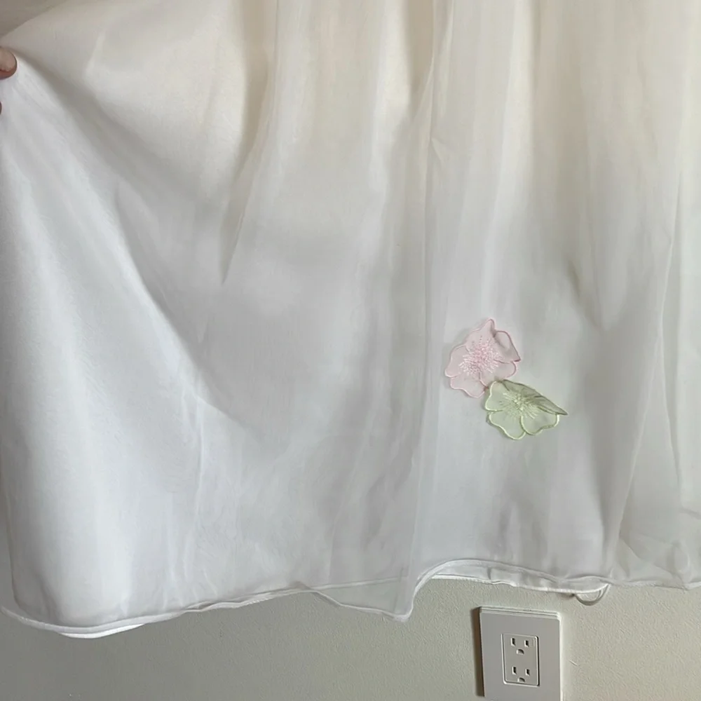 Warner’s Chemise Nightie SM White Romantic Appliqué VTG Slip Floral Chiffon - Picture 5 of 15